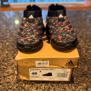 Adidas Kids' Rapidarun Black Multicolor Knit Sneakers 4c